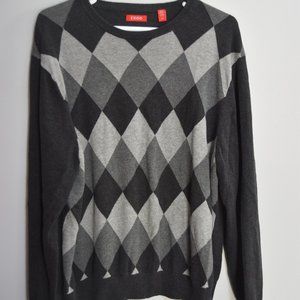 Izod Grey Argyle Sweater Size Large